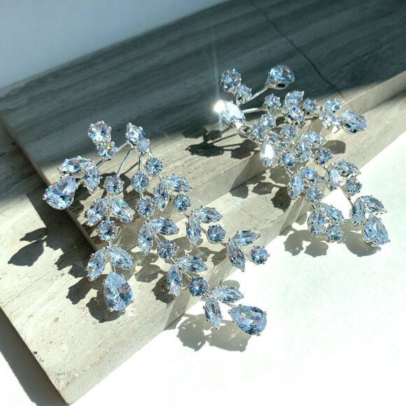 NEW ~ Anthropologie BHLDN, Silver Crystal Chandelier Earrings